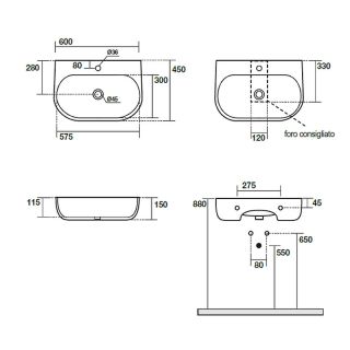 Раковина Kerasan Nolita 534131*1 черная 60 см